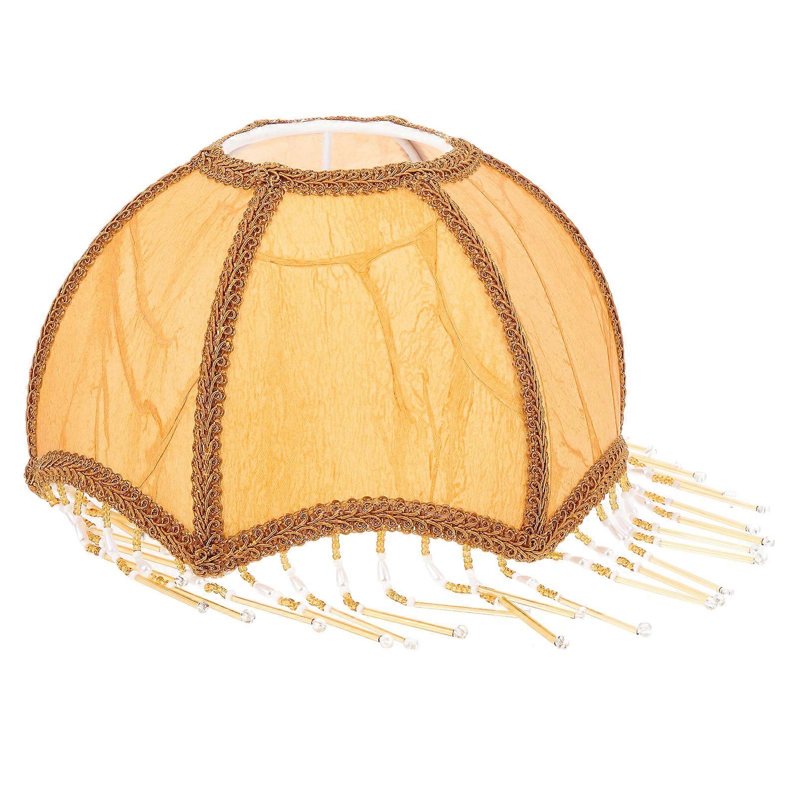 Fringe Lampshades Cloth Lamp Shade for Decoration Light Brown E27 Socket