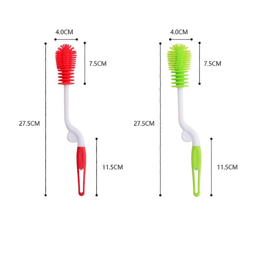 Silicone Bottle Brush Rotating Cleaning Brush for Drying Red
