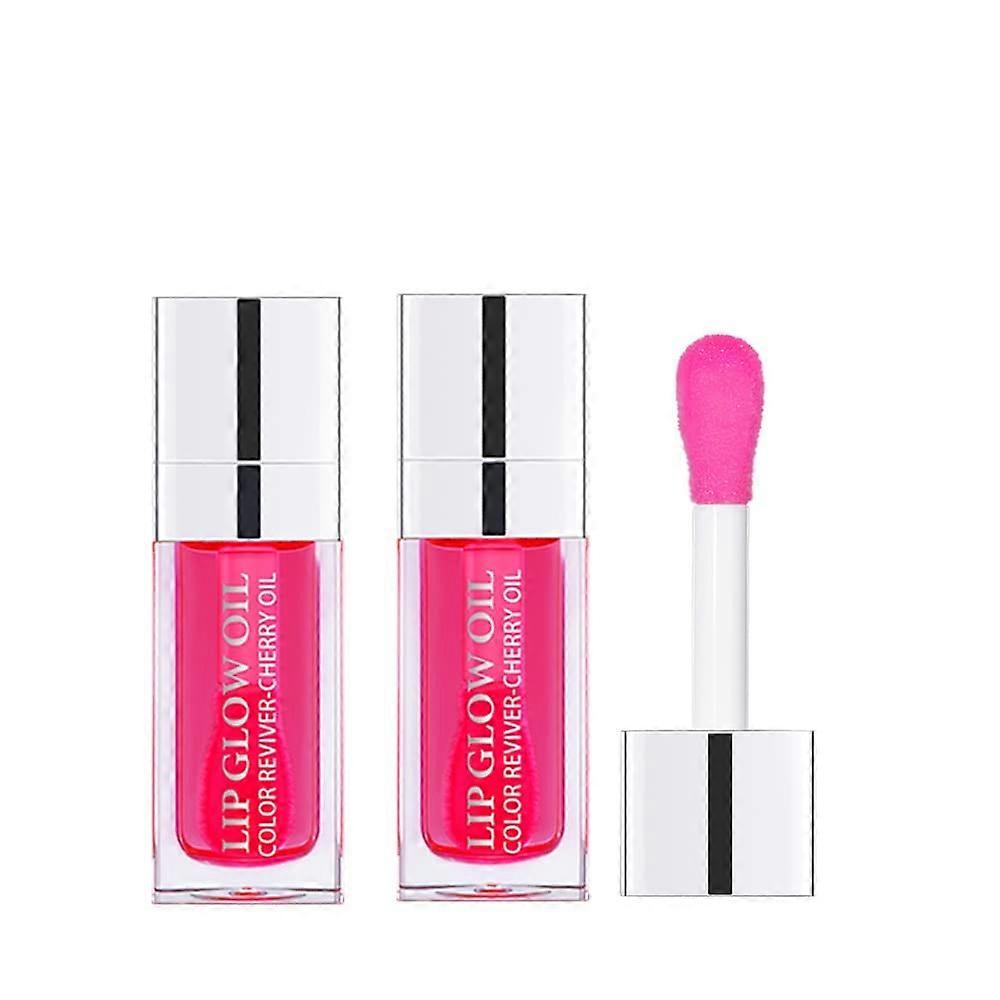 Plumping Lip Oil 2PCS Hydrating Gloss, NonSticky, Deep Hydration, Large Applicator, Cherry 015
