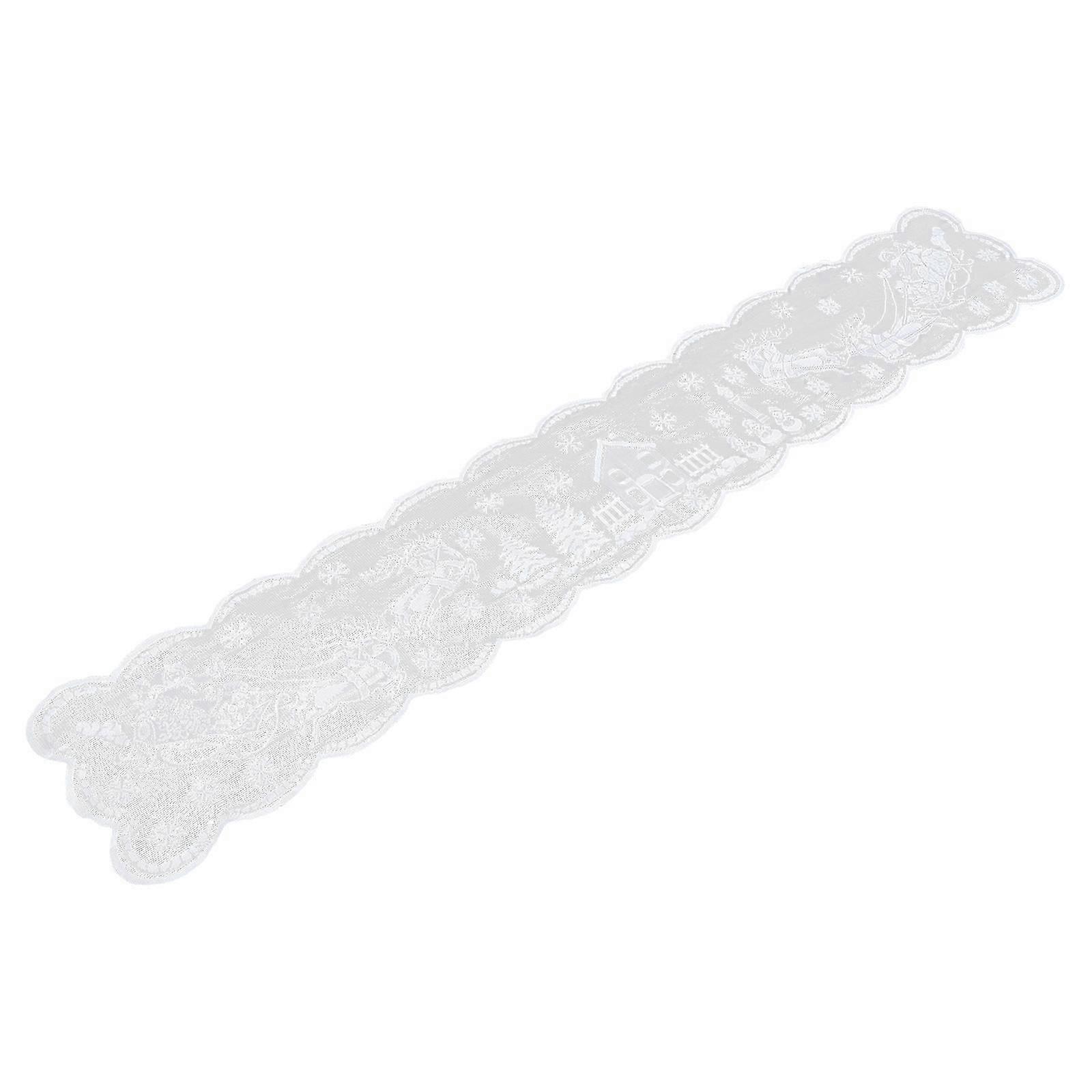 Christmas Table Runner for Home Use 2Pcs White Lace Tablecloth