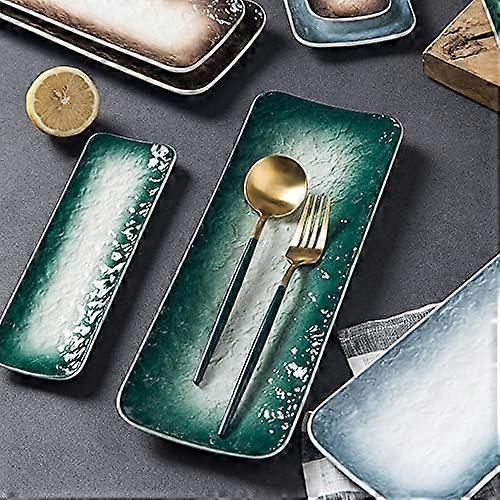 Japanese Ceramic Sushi Serving Plate Nordic Rectangular Dessert Tray for Snacks and Appetizers