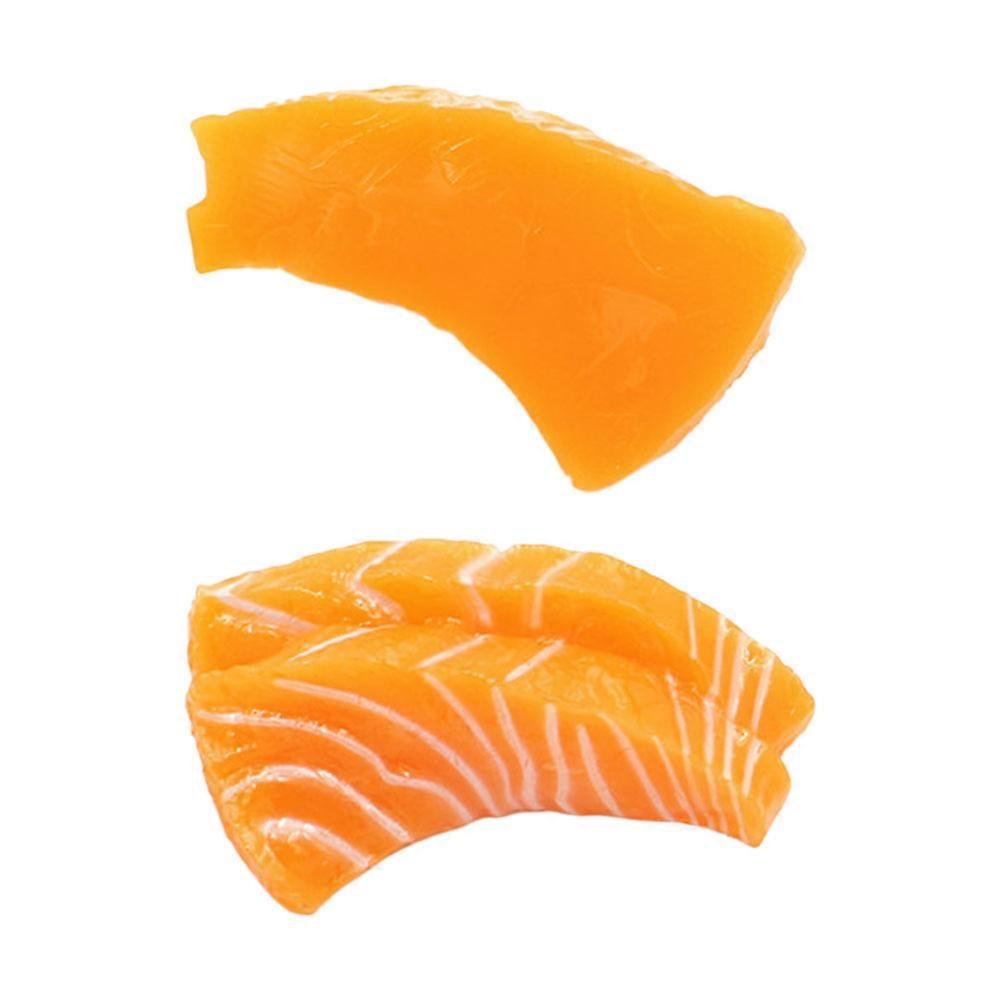 Artificial Salmon Slice Model for Decor 2Pcs Lifelike PVC Simulation Sashimi