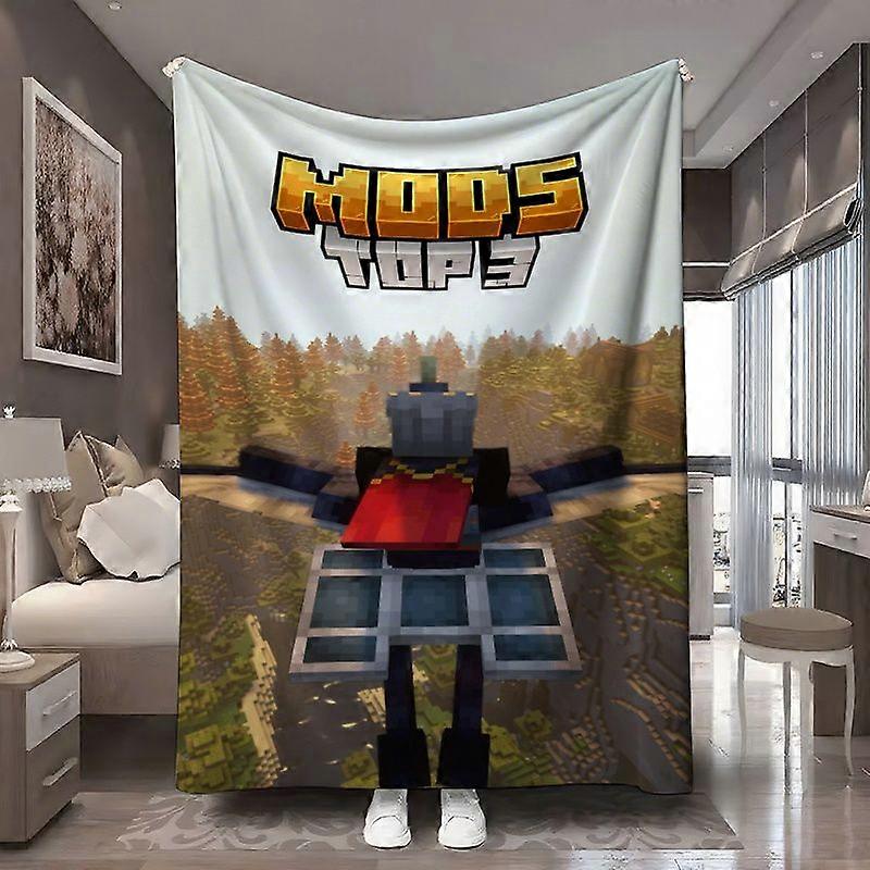 MINEc Module TOP3 Pattern Digital Print Flannel Blanket  Oversized Plush Blanket