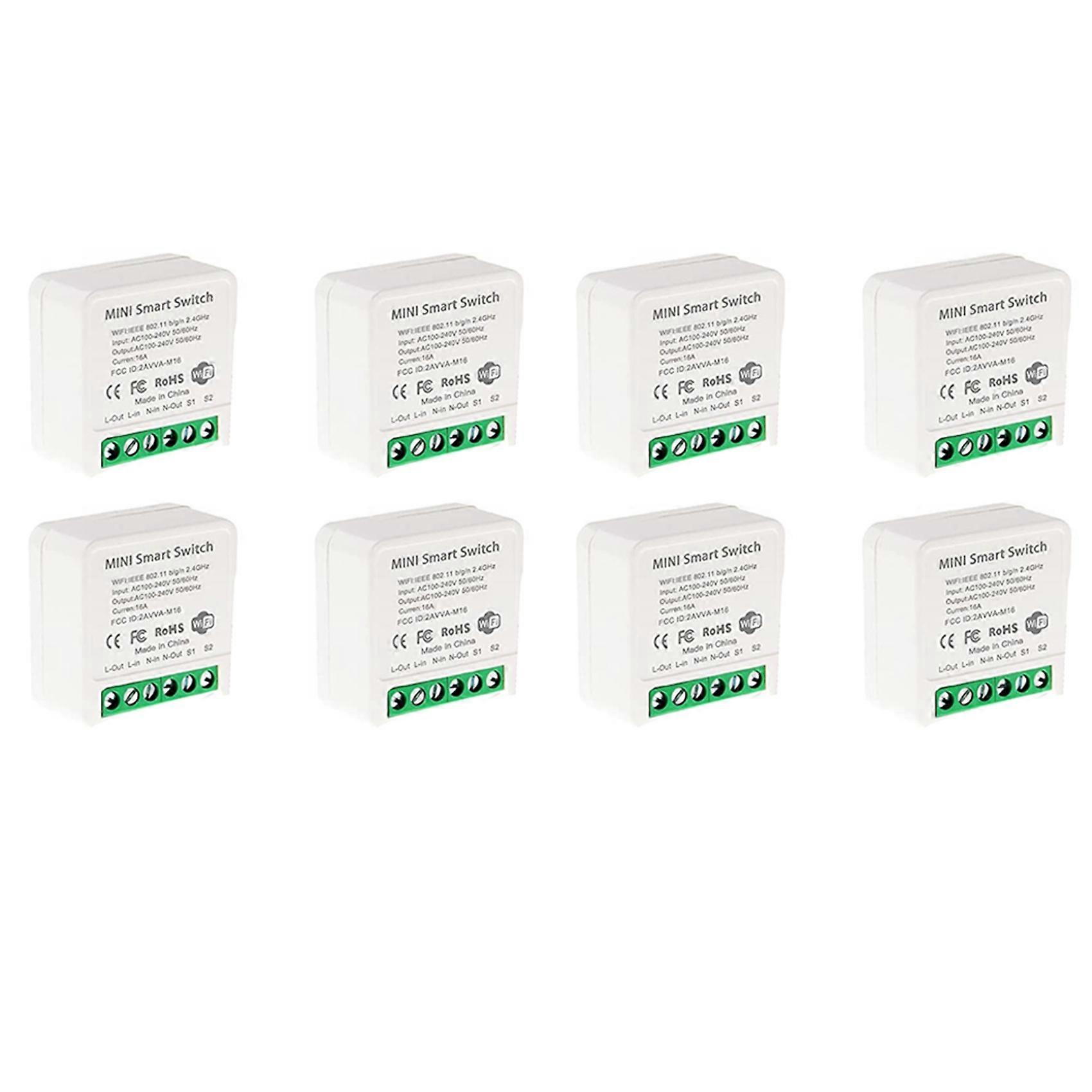 8X Mini Smart WiFi Relay Switch, DIY Timer Light Switch Module Smart Life/Tuya Application, Wireless Remote Control