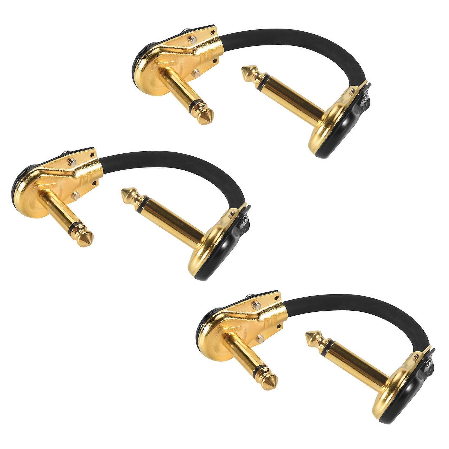 Guitar Patch Cable Effect Pedal Patch Cords 1/4-Inch Right Angle Low Profile Pancake Design for Effect Pedals 3 Pack