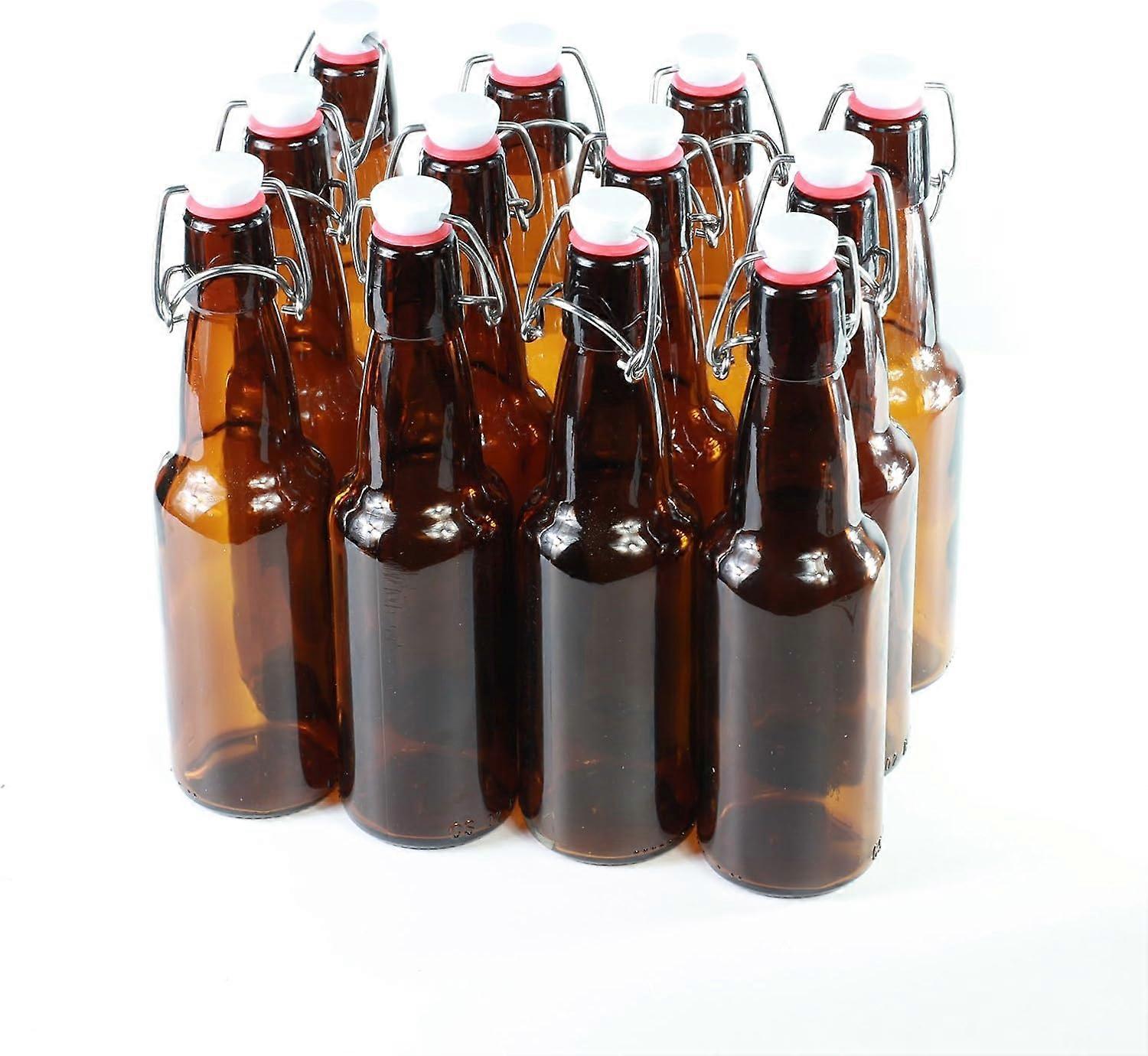 Swing Top-flaskor - Bruna glasölflaskor med svängpropp X12 (330 ml)