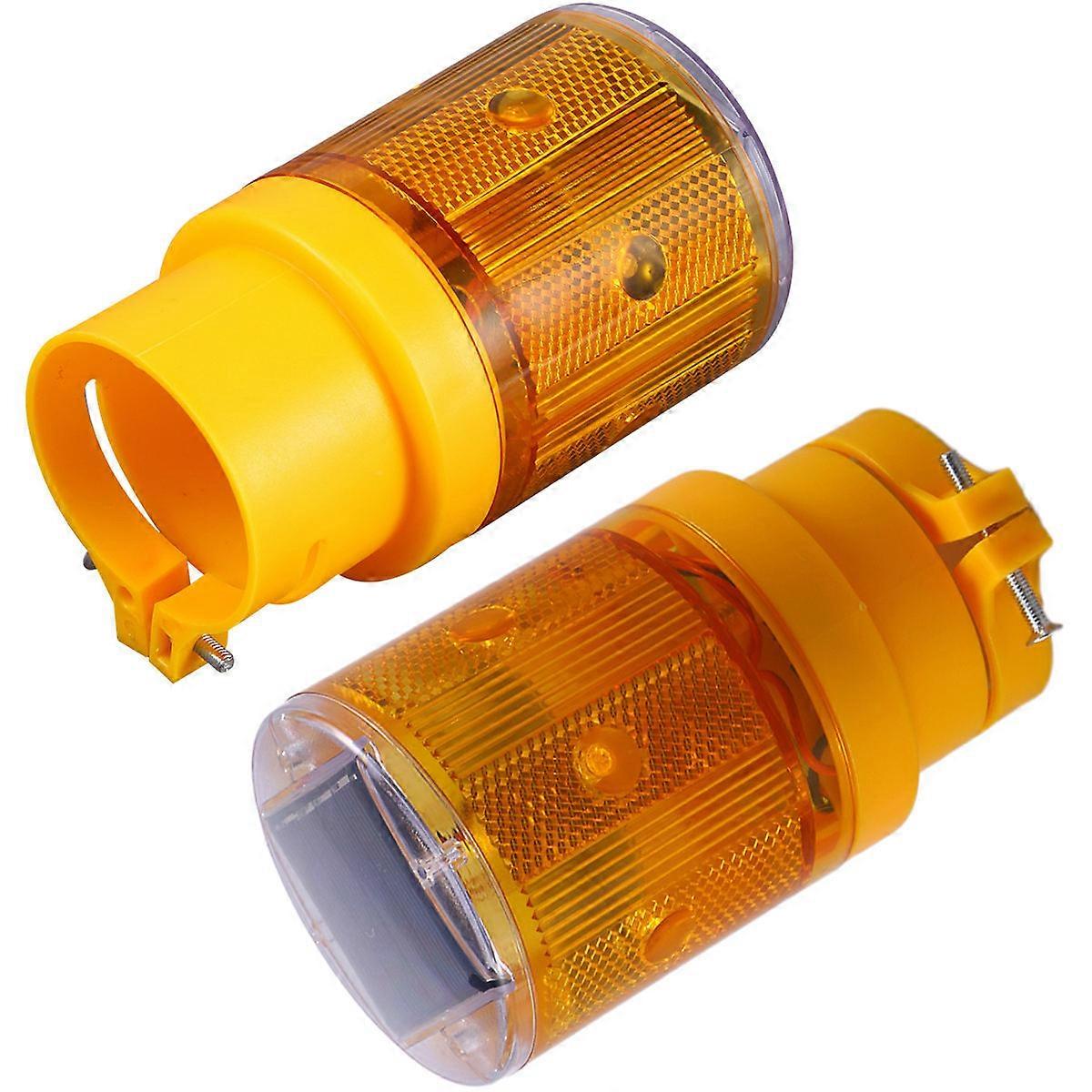 Solar Traffic Light Warning Light for Road Safety 2Pcs Emergency Beacon