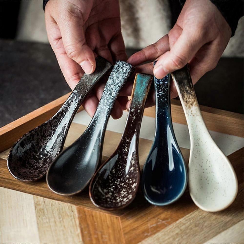 Glossy Decorative Ceramic Soup Spoon