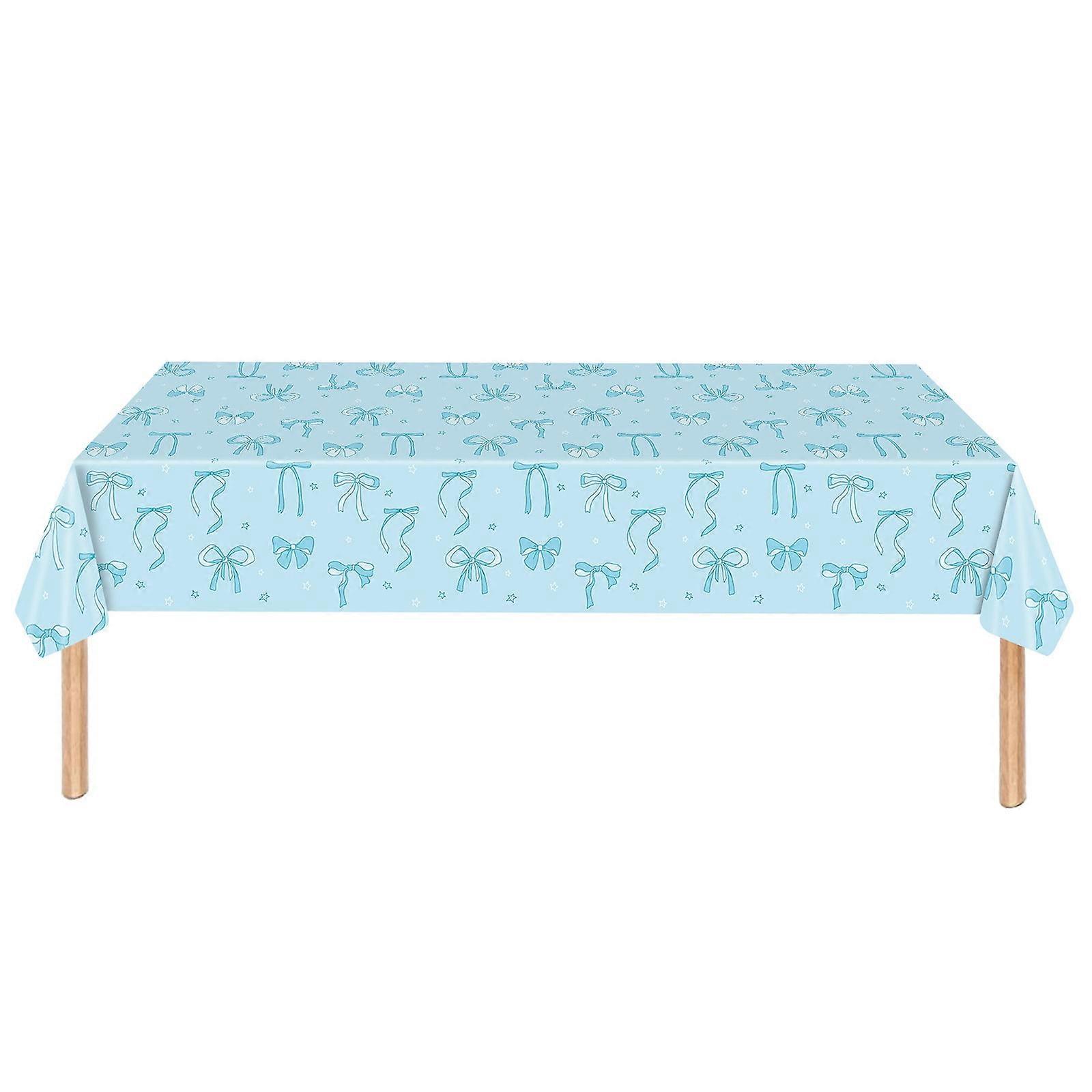 Bow Theme Disposable Waterproof Table Cover, Rectangle, Compatible with Bow Party Decorations