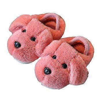 Winterslippers voor peuters en peuters met platte zool en antislipbandje in de vorm van een schattig hondje, warme, schattige huisslippers met cartoonfiguurtje.