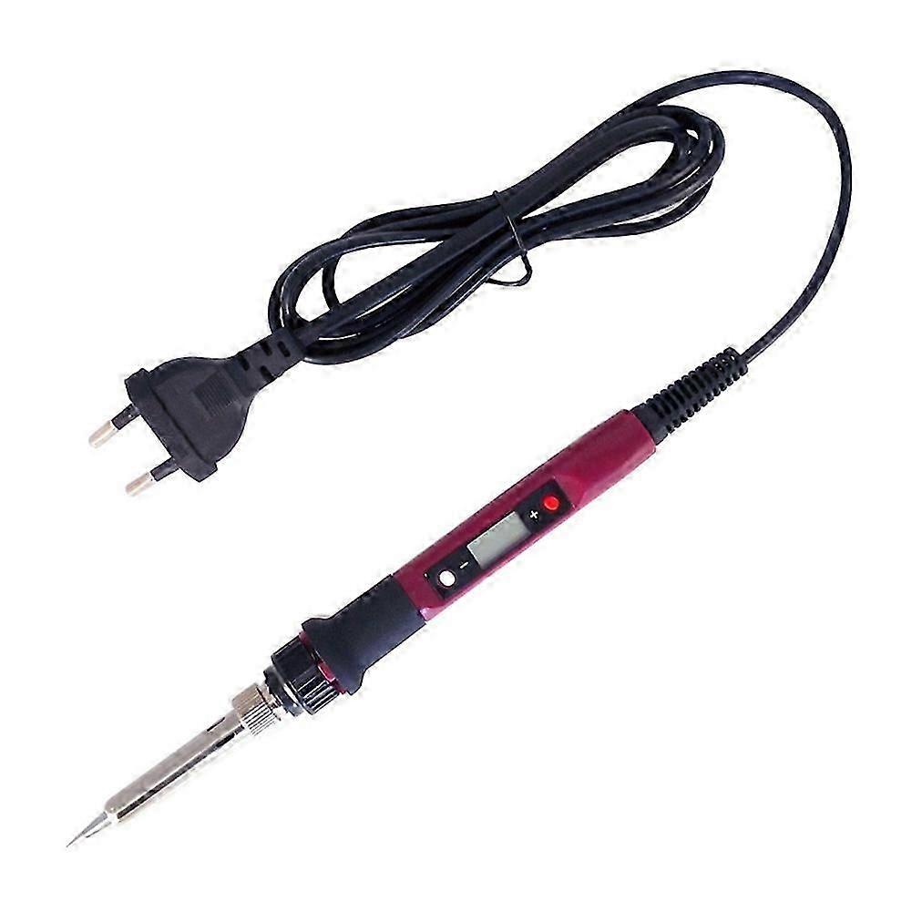 Adjustable Temperature Soldering Iron LCD Welding Tool EU Plug Purple