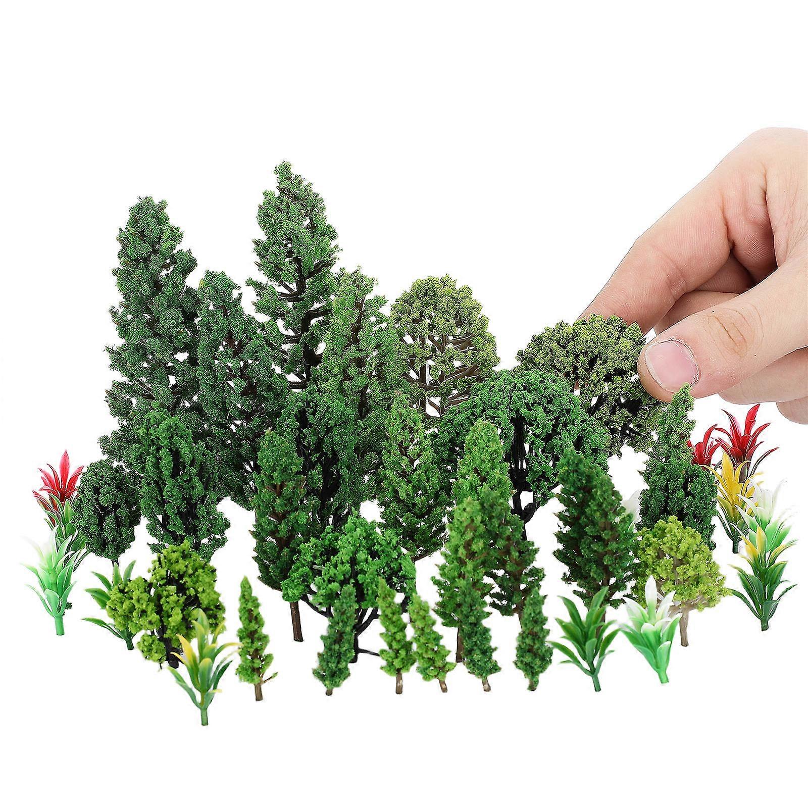 Plastic Mini Model Trees for Train Scenery 40Pcs Green Landscape Set