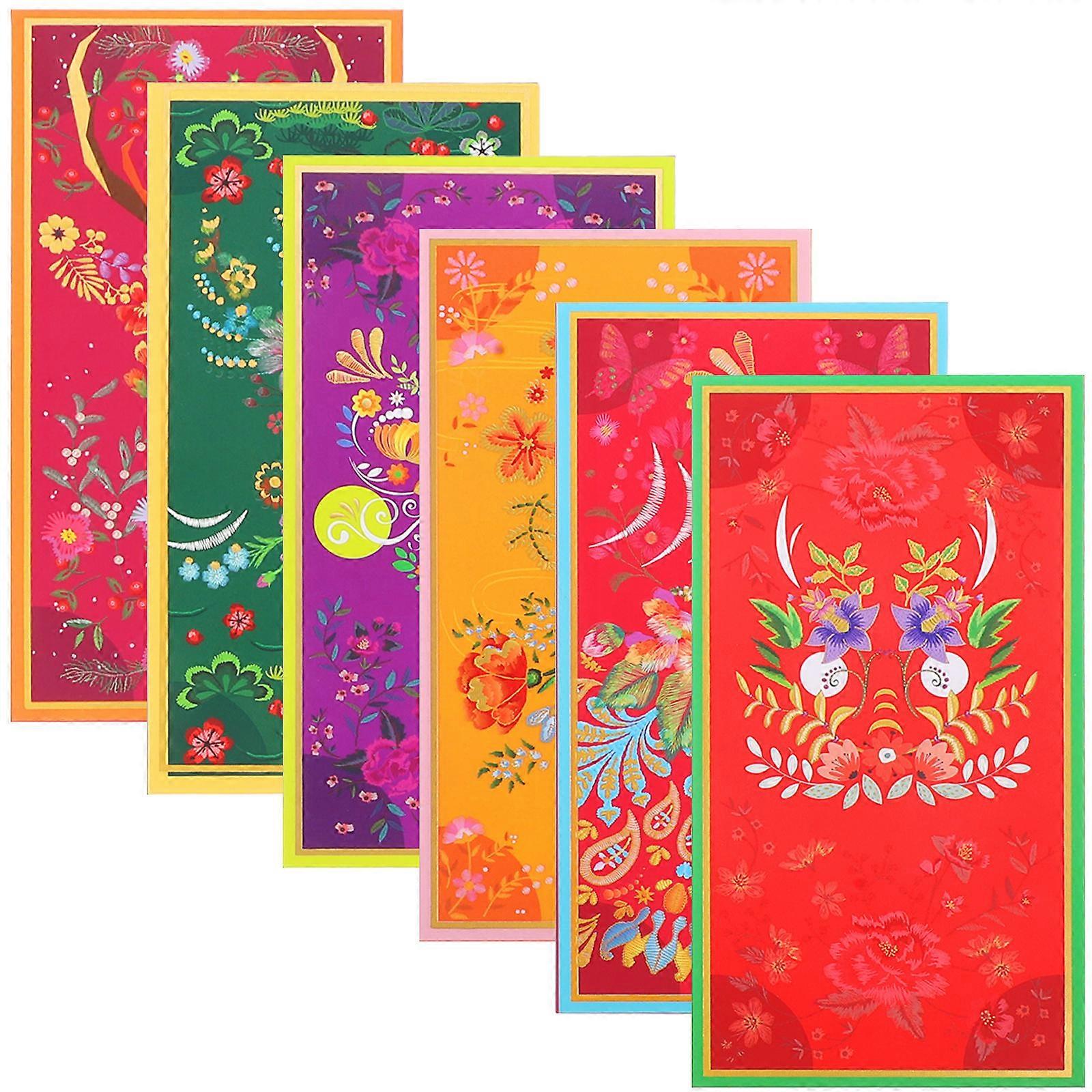 Dragon Paper Red Packets Paper Red Envelopes for Decor 6Pcs Assorted Colors