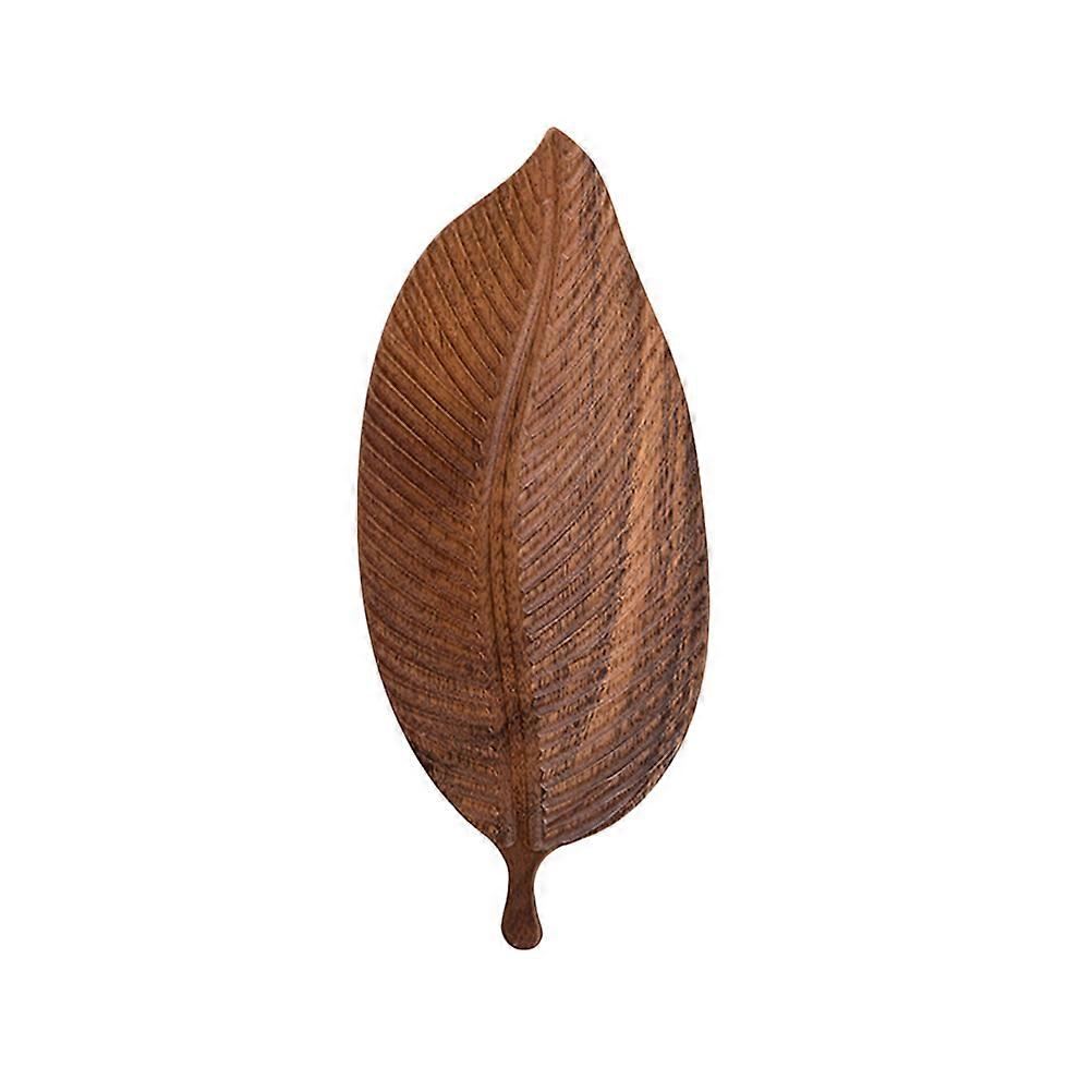 Brown Solid Wood Leaf Snack Dish for Home Use Creative Leaf Shaped Tray