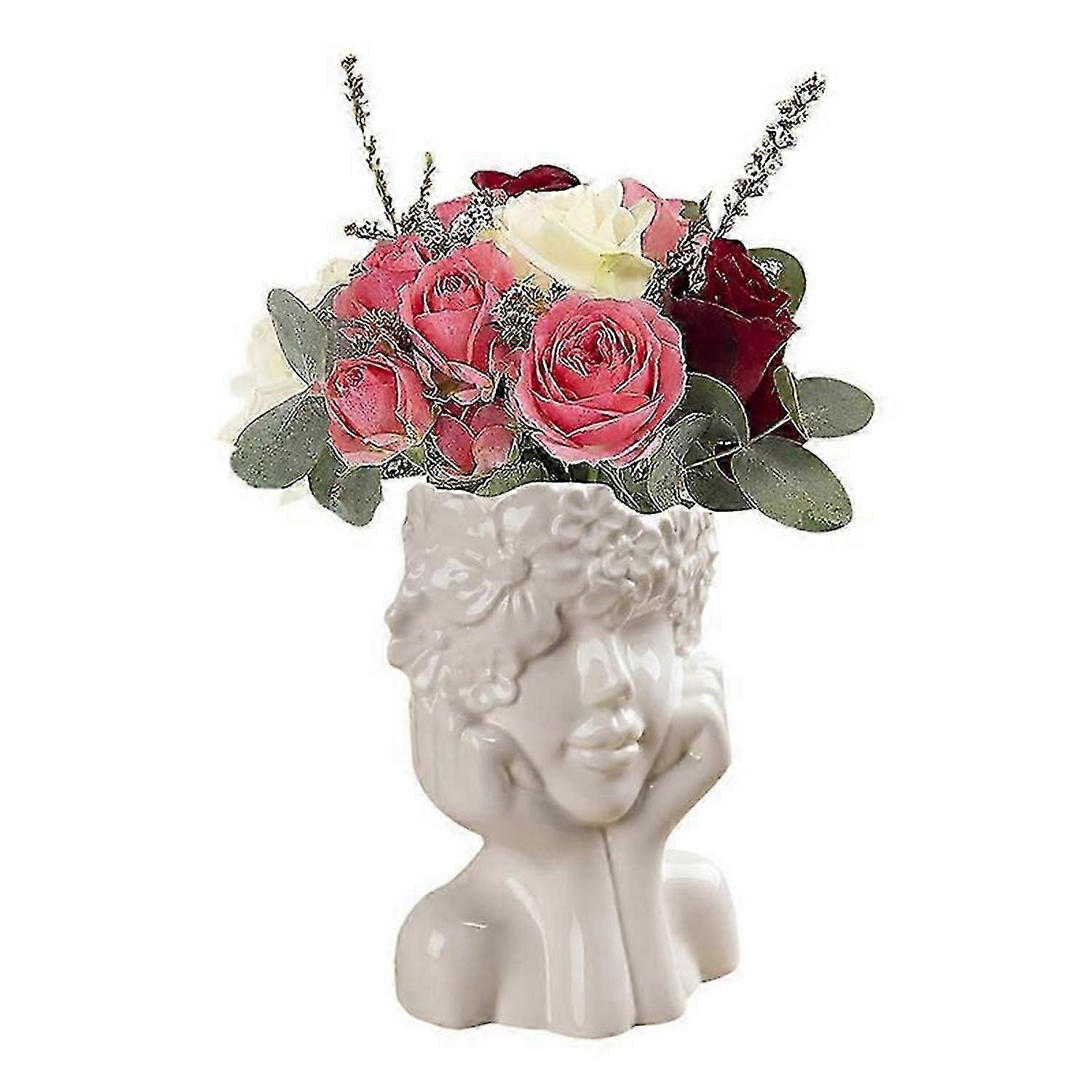 White Ceramic Flower Vase compatible with Decor-B