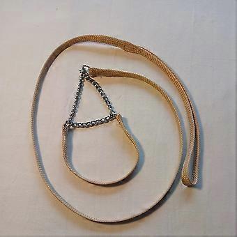 Collar size 9" Show Lead Beige Combination Half-check Collar And Lead (8mm Wide)