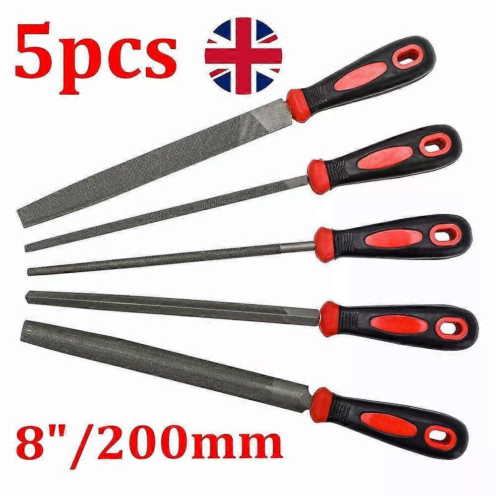 5PC ENGINEERS METAL FILE SET HALF ROUND FLAT ROUND SQUARE TRIANGULAR SOFT GRIP.