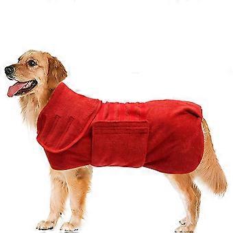 Rød absorberende hundebadekåpe - hurtigtørkende mikrofiber kjæledyrhåndkle (1-delt)