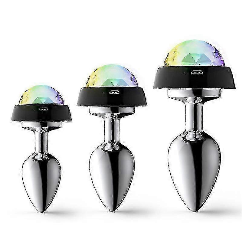 Tappi anali in metallo con emissione di luce LED controllata dal suono Tappi anali in metallo Dilatazione Tappi anali posteriori in acciaio non inossidabile S04 Nuovo arrivo S06