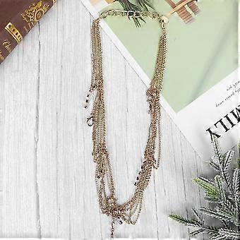 Crystal Alloy Head Chain Headband Headdress Hair Accessories for Women and Girls (Golden)