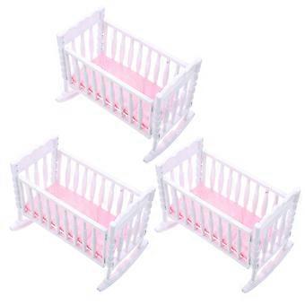 Berço de boneca branco para brincadeiras de simulação, conjunto com 3 peças.