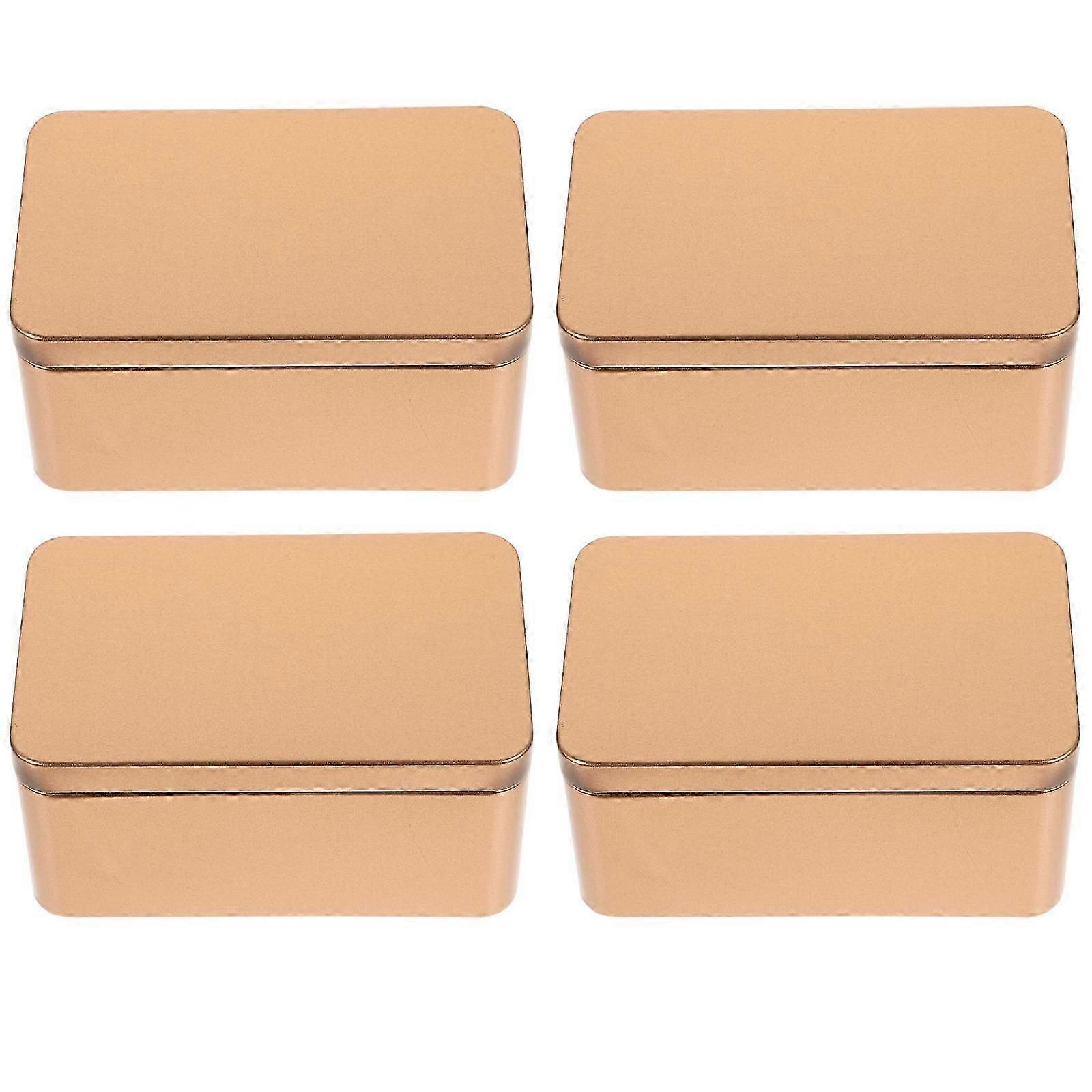 4pcs Rectangular Candy Tin Boxes Tea Storage Organizer Boxes Gift Wrapping Boxes