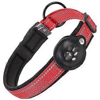 Airtag Dog Collar, Integrated Reflective Dog Airtag Collar With Soft Pu Leather Airtag Holder Case For Small Medium Large Dog