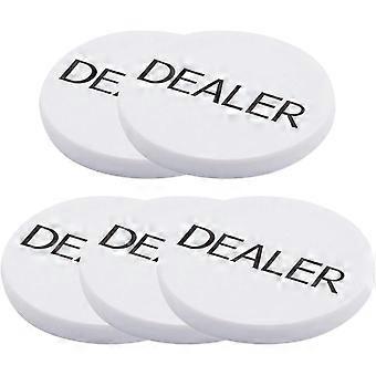 iplusmile 5pcs White Dealer Button Poker Counting Chips for Texas Holdem Blind Bets Game Tokens Bingo Markers for Board Games and Travel