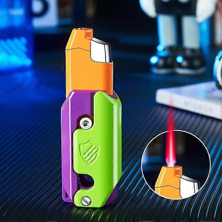 Foldable Butane Refillable Lighter with Adjustable Flame Control and Windproof Ignition Head, Color 2