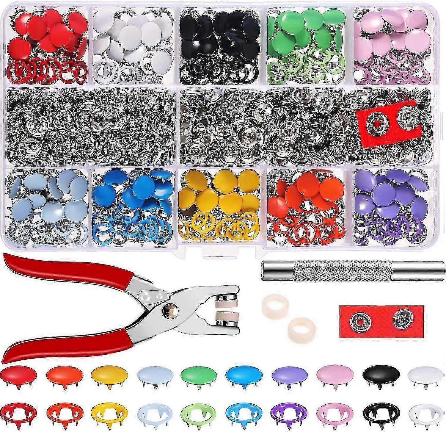 Hollow Fixed Snap Fasteners Set, Metal Ring Button Press Studs