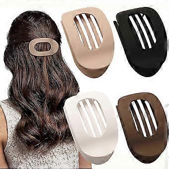 4 PCS Flat Hair Clips, Round Lay Down Hair Claw Clips for Women Girls-Neutral Matte [MI]