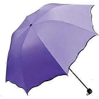 Guarda-sol feminino com proteção UV, dobrável, impermeável, com design floral, leve e com 8 hastes.