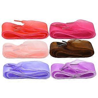 Chiffon Laces for Shoes Wide Flat Shoelaces 18Pairs Assorted Colors