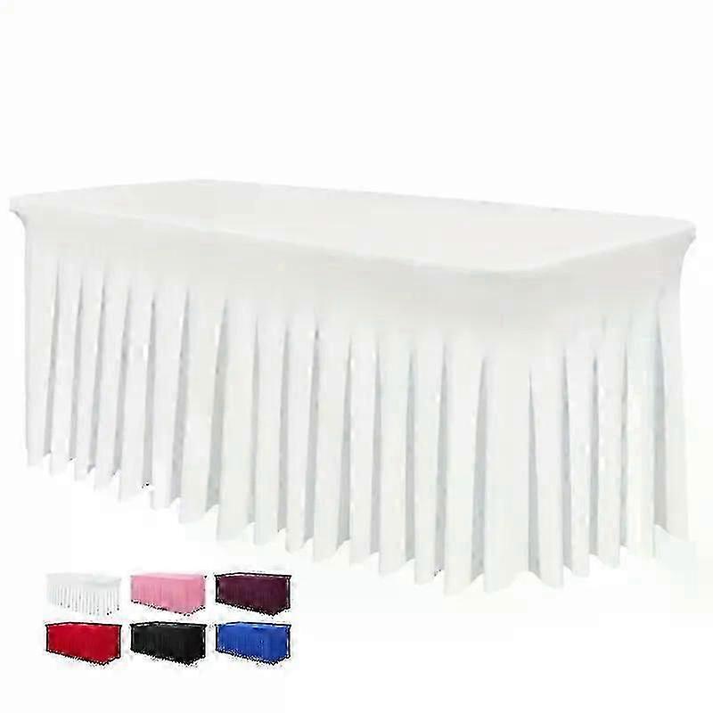 6ft, Rectangle Table Skirts, Polyester Fitted Table Covers, Black Table Cloth For 6 Ft Table With Skirt,Spandex Table Cover electronics 25-2