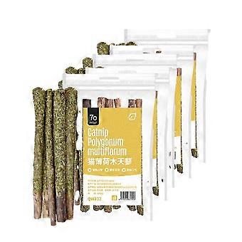 Silvervine Matatabi Kaustäbchen für Katzen, Zahnreinigungsspielzeug aus Polygonumholz, Stress- und Langeweileabbau, hilft bei Haarballen, 6er-Packung