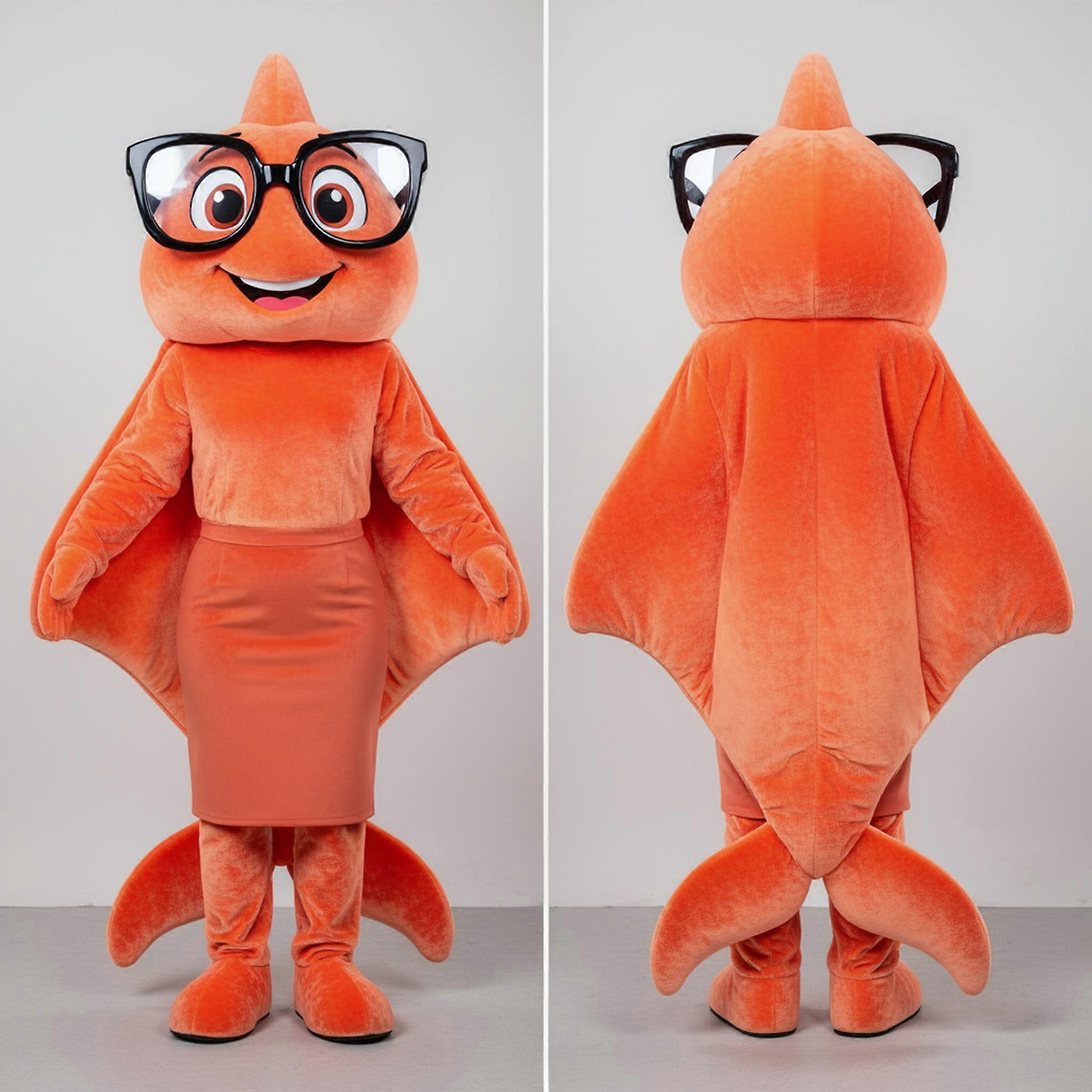 MASTICOT Sunset Orange Sleek Manta Ray Mascot