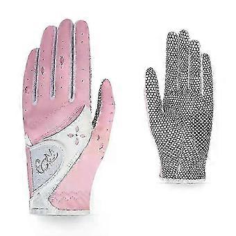 Golf Women's Gloves, PU Leather, Anti Slip Particles, Breathable, Outdoor Sports, Left and Right Hands, 1 Pair, Size L