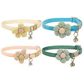 Z8 4pcs Adjustable Cat Collar Practical Quick Release Flower Charm With Bell Kitten