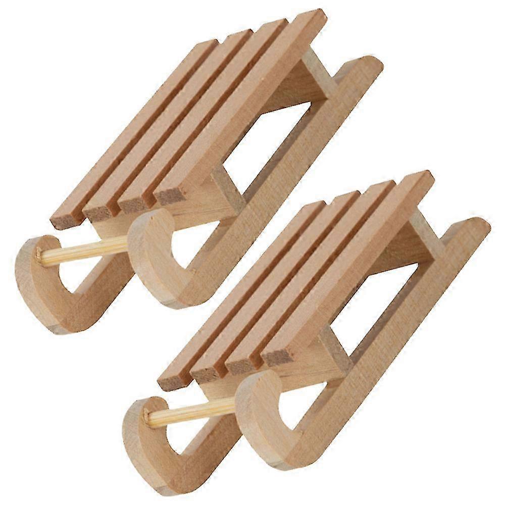 Creative Mini Decor Birch Sleigh Model Prop compatible with Xmas Scene 2Pcs Set