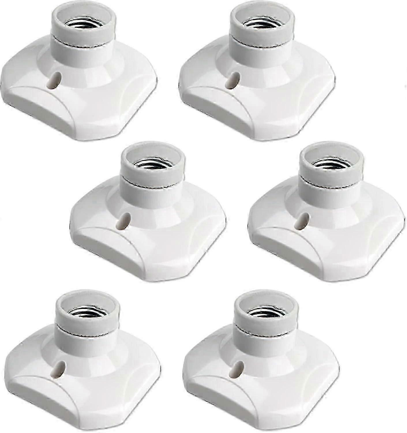 6-Pack E27 Garage Sockets, AC 220-240V White Plastic Socket Holders Designed for LED Light Bulbs