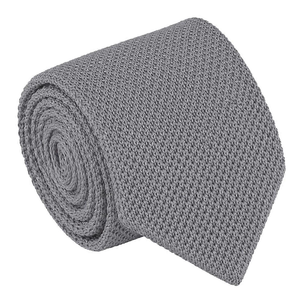 Silver Knitted Slim Tie