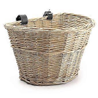 Cesta de bicicleta em vime trançado à mão em formato de D