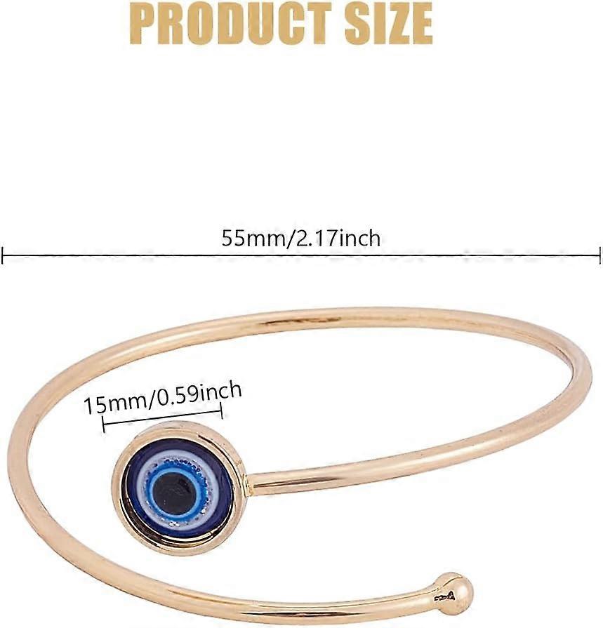 1Pcs Alloy Evil Eye Cuff Bangles, Stackable Wristband Flat Round Open Bangles for Women