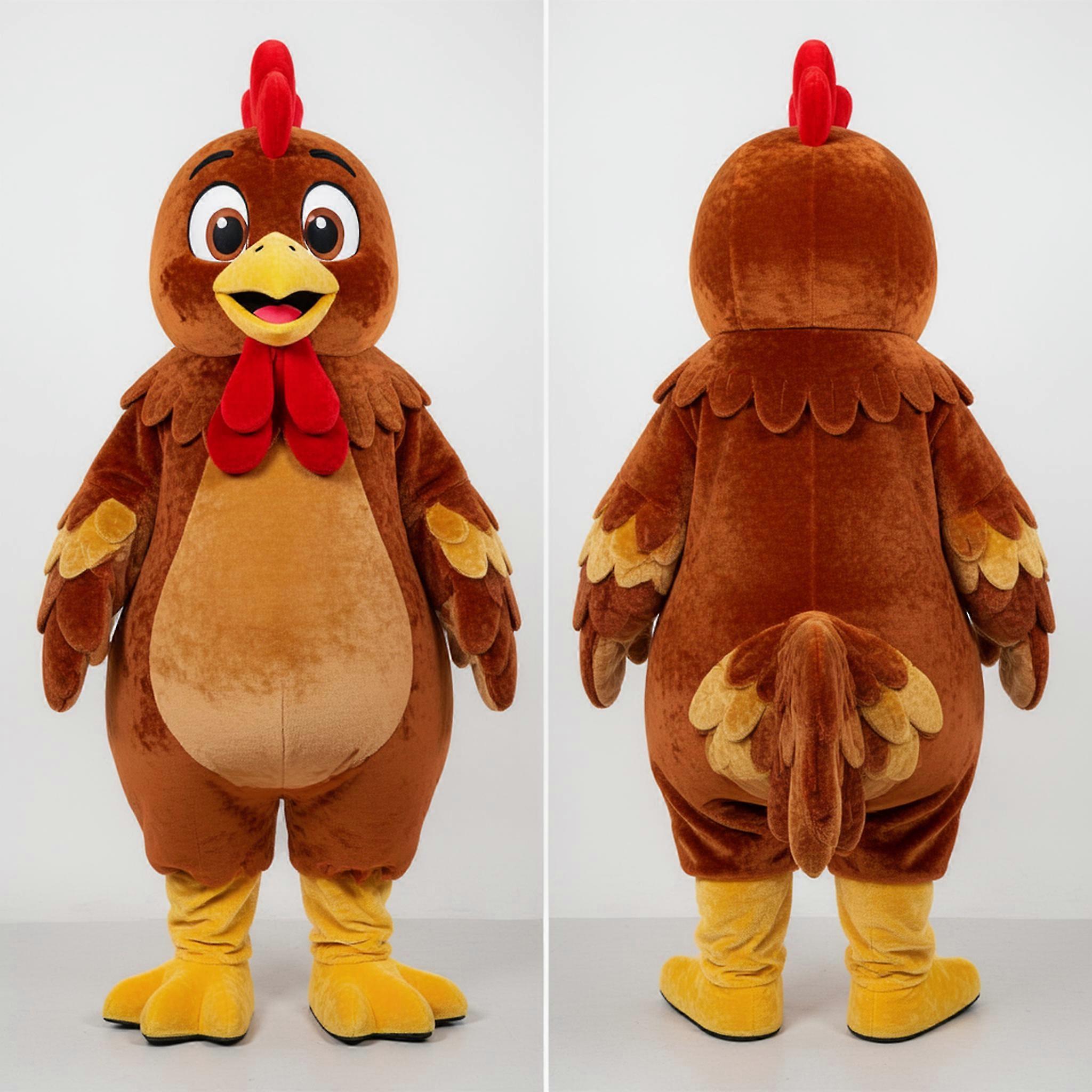 MASTICOT Rust Orange Fluffy Chicken Mascot