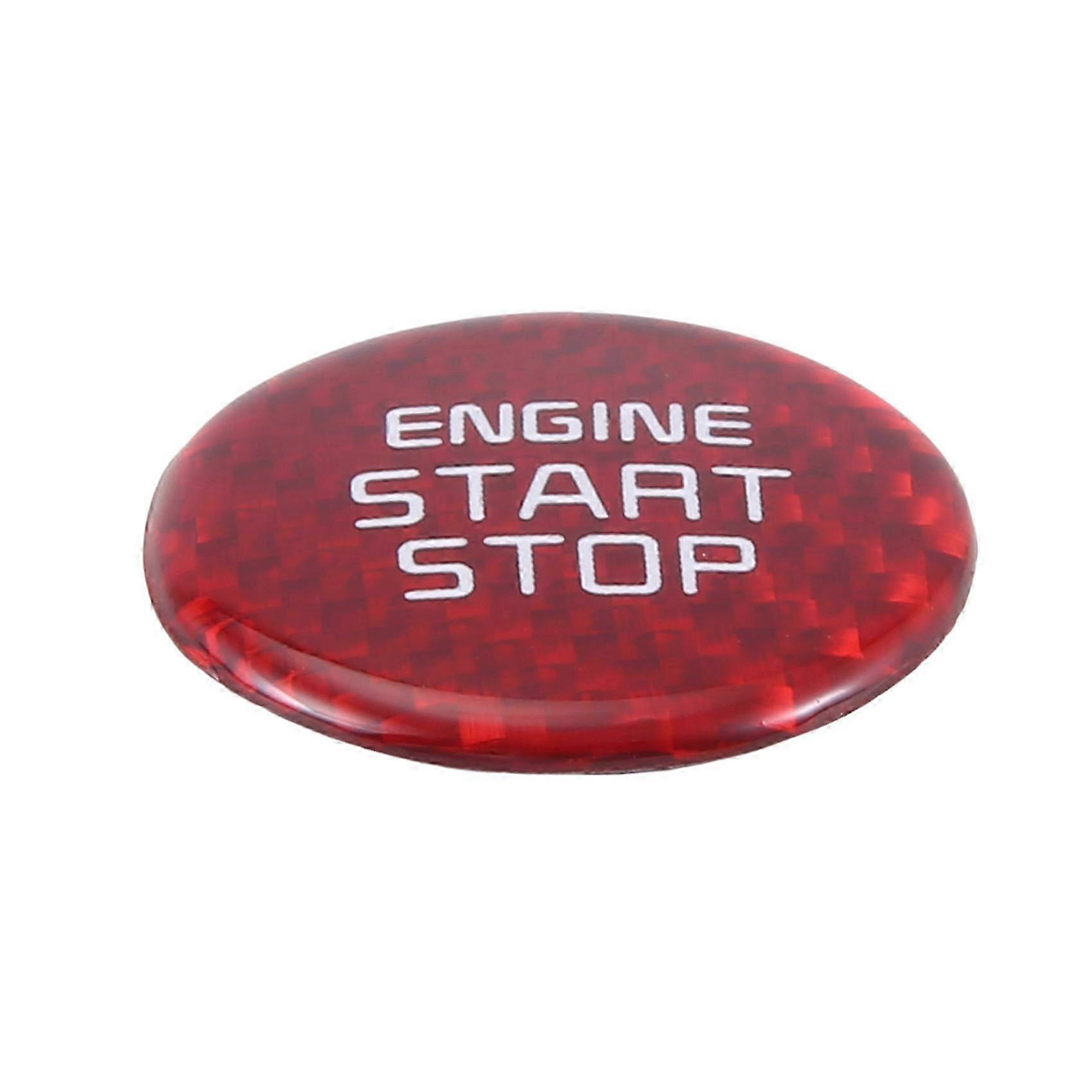 Real Carbon -Key Start Stop Button Engine Button Cover Sticker compatible with 2018-2022 Red
