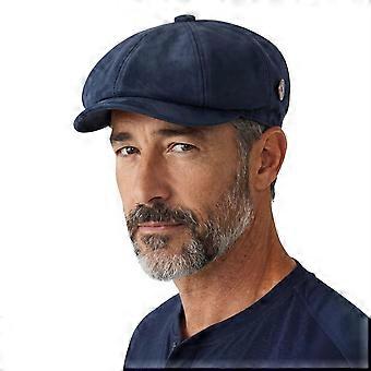 Men's Navy Suede Vintage 8-Panel Classic Gatsby Baker Boy Hat
