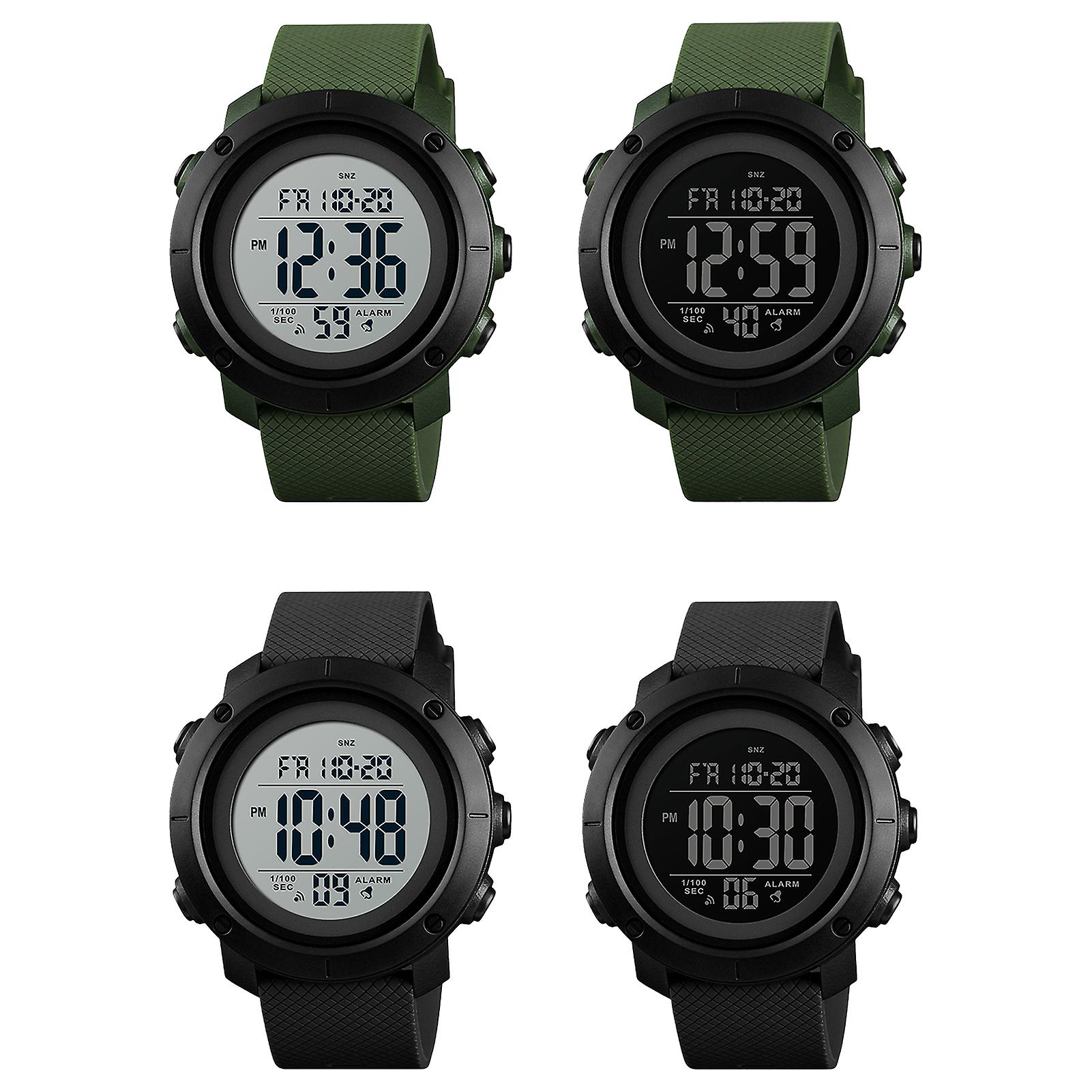 Dual Time Sports Watch For Men Round Dial Luminous Waterproof Digital Watch