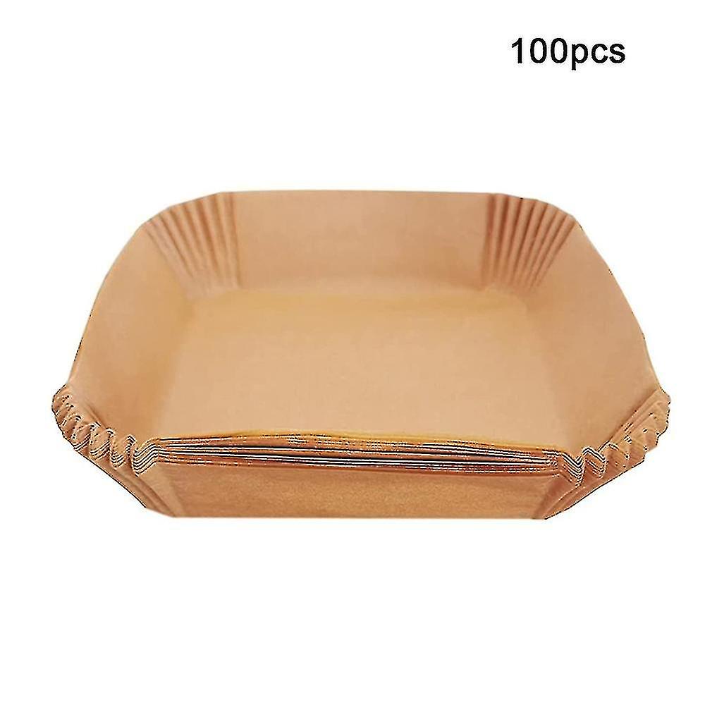 100pcs Air Fryer Disposable Paper Liner Non-stick Square Steamer Baking Liner