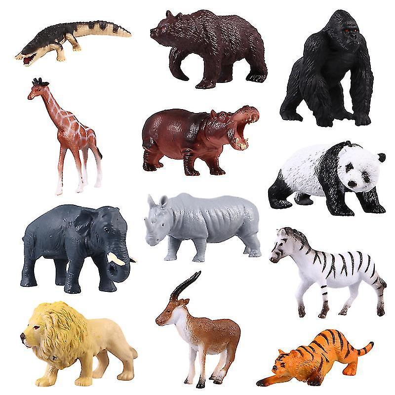 7X2.5cm Assorted Color Pretend Professions & Role Playing 12pcs Plastic Animals Toys Simulation Fore