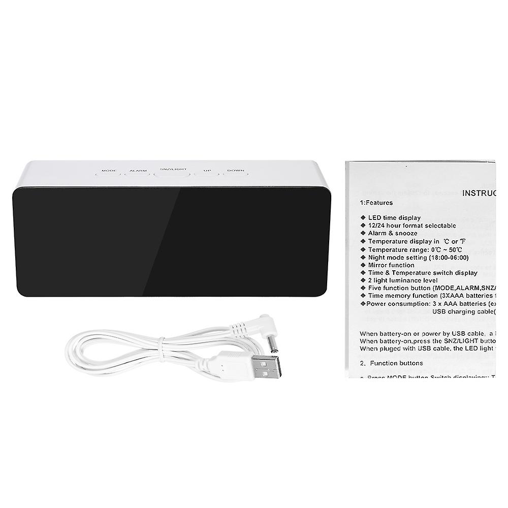 Multifunctional Plastic Mirror Led Night Light Thermometer Digital Wall Clock